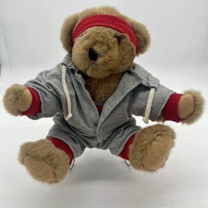 Vermont Teddy Bear Jointed Brown Bear 12” Plush Stuffed Animal USA Outfit Hoodie
